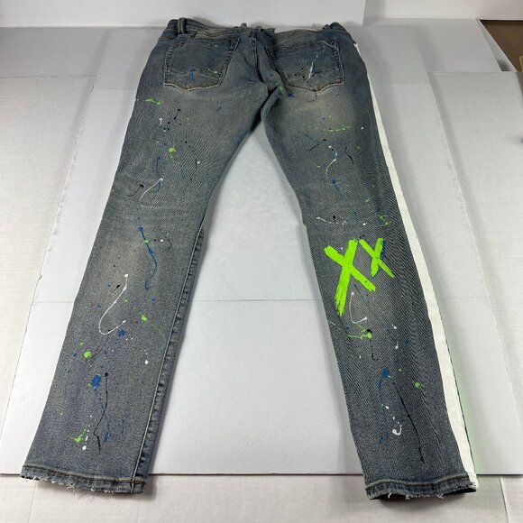 Cult Of Individuality Jean Men 33x31* Rocker Slim Paint Splatter Denim Tag 32x33 - Picture 9 of 16